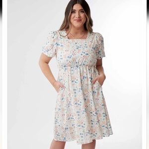 Sweet Salt Square Neck Baby Doll Midi Dress Wild Floral Size 14 Modest Fashion